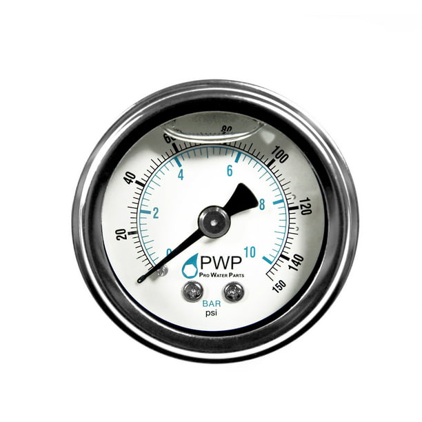 PureSec 2020 Water Pressure Gauge Stainless Steel Glycerin Filled 0-1.6Mpa or 0-220 PSI Quick Connect Water Test Meter 0-1.6kg /0-220psi MPa 